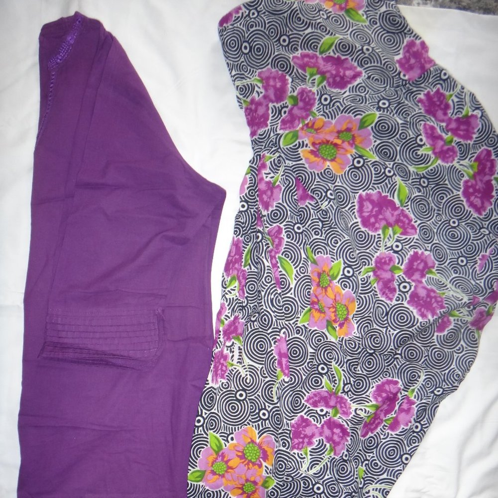 Purple Desi/Indian/Pakistani Traditional Kurta Dress w/ Patiala pants & dupatta
